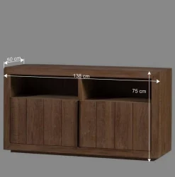 138x75x50 TV Kommode aus Teak Massivholz - Myons Tv & Hifi-Möbel