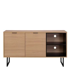 Best 140x76x40 TV Phonoschrank in Eiche & Schwarz - Brausca Tv & Hifi-Möbel