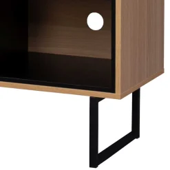 Best 140x76x40 TV Phonoschrank in Eiche & Schwarz - Brausca Tv & Hifi-Möbel