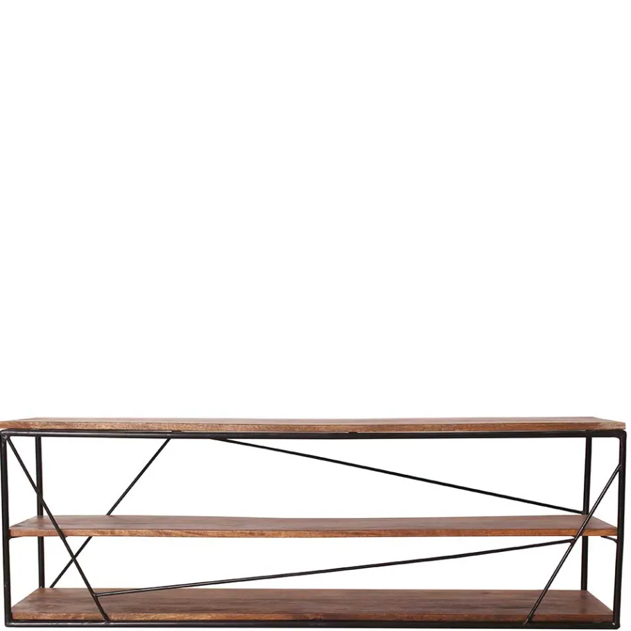 Best 140x47x40 TV Tisch Regal aus Massivholz & Stahl - Offia Tv & Hifi-Möbel|Lowboards