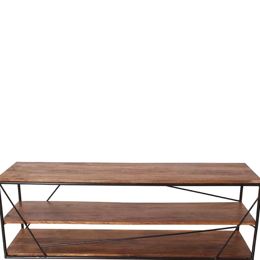 Best 140x47x40 TV Tisch Regal aus Massivholz & Stahl - Offia Tv & Hifi-Möbel|Lowboards