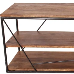 Best 140x47x40 TV Tisch Regal aus Massivholz & Stahl - Offia Tv & Hifi-Möbel|Lowboards