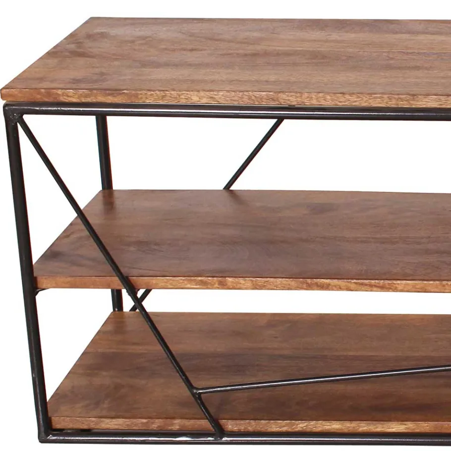 Best 140x47x40 TV Tisch Regal aus Massivholz & Stahl - Offia Tv & Hifi-Möbel|Lowboards