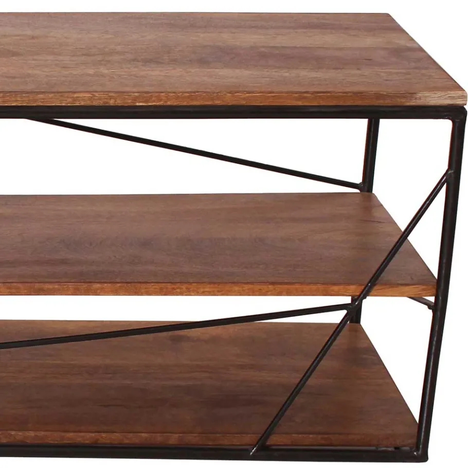 Best 140x47x40 TV Tisch Regal aus Massivholz & Stahl - Offia Tv & Hifi-Möbel|Lowboards