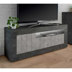 Clearance 138x56x43 TV Unterschrank in Grau zweifarbig - Dionassa Tv & Hifi-Möbel|Lowboards