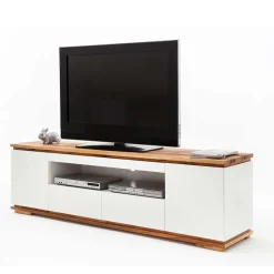 202x54x40 TV Unterschrank in Weiß & Asteiche - Vangels Tv & Hifi-Möbel|Lowboards