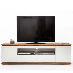 202x54x40 TV Unterschrank in Weiß & Asteiche - Vangels Tv & Hifi-Möbel|Lowboards