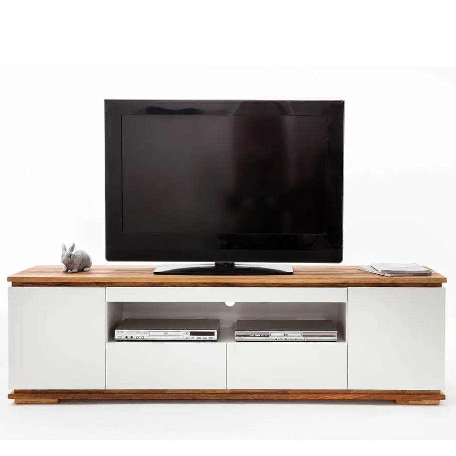 202x54x40 TV Unterschrank in Weiß & Asteiche - Vangels Tv & Hifi-Möbel|Lowboards