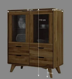 Best 90x110x40 Vitrine Kommode aus Wildeiche - Eavy Highboards|Vitrinen