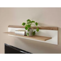 Sale 107x20x19 Wand Regal in Weiß & Eichefarben - Cablos Regale
