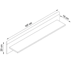 Sale 107x20x19 Wand Regal in Weiß & Eichefarben - Cablos Regale