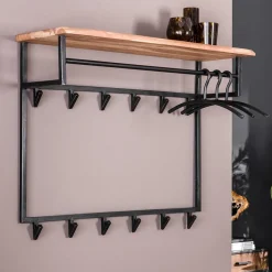 Clearance 100x80x33 Wandgarderobe aus Stahl mit 12 Haken - Lucos Garderoben