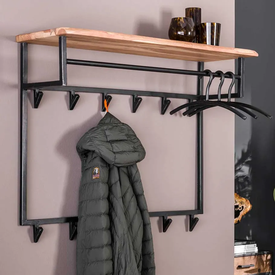 Clearance 100x80x33 Wandgarderobe aus Stahl mit 12 Haken - Lucos Garderoben