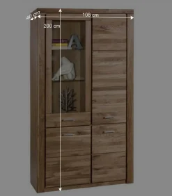 Best 108x200x40 Wohnraum Schrank aus Wildeiche - Maila Vitrinen