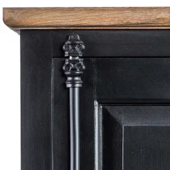 61x180x42 Wohnzimmer Schrank in Schwarz & Teak - Niovan Vitrinen