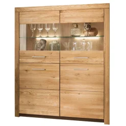 Best 118x141x40 Wohnzimmerschrank mit Glaseinsätzen - Loitons Vitrinen|Schränke