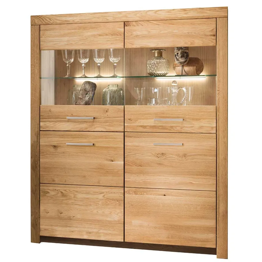 Best 118x141x40 Wohnzimmerschrank mit Glaseinsätzen - Loitons Vitrinen|Schränke