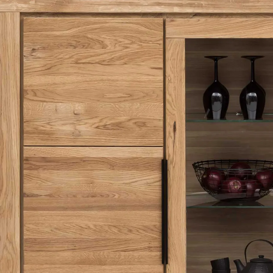 Best 160x141x40 Wohnzimmerschrank mit Glaseinsatz - Nelenia Highboards|Kommoden