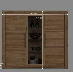Best 160x141x40 Wohnzimmerschrank mit Glaseinsatz - Nelenia Highboards|Kommoden