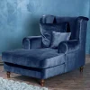 Outlet XXL Sessel in Dunkelblau Samtvelours - Louam Sessel