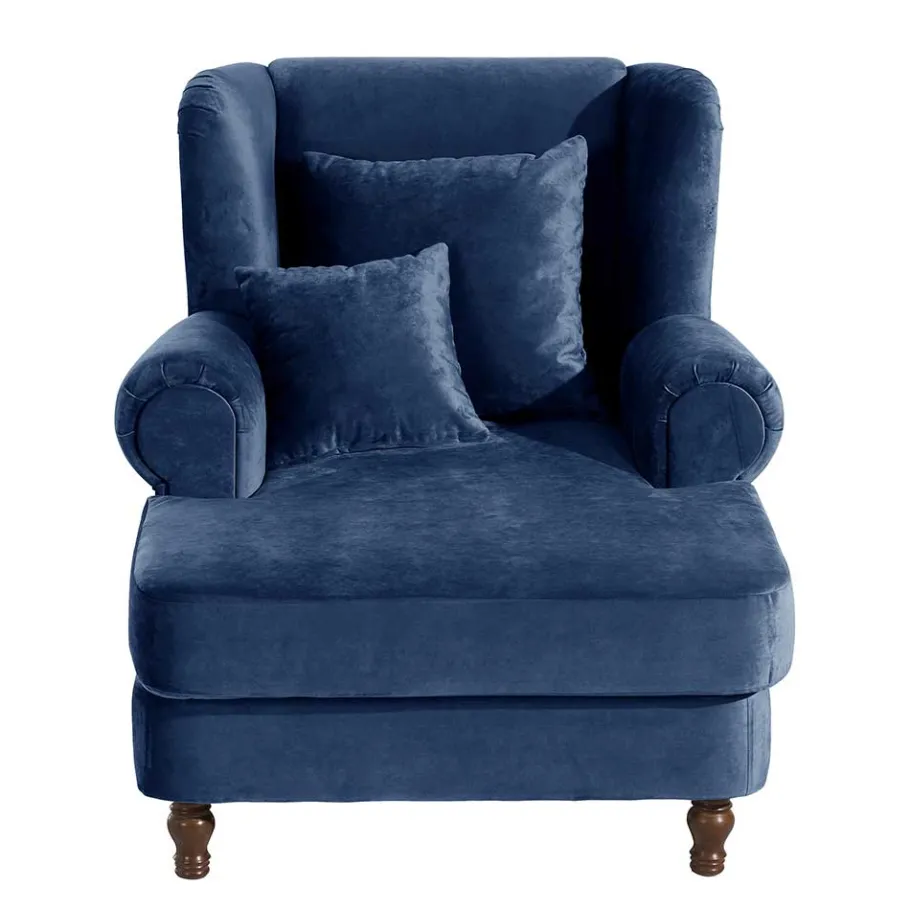 Outlet XXL Sessel in Dunkelblau Samtvelours - Louam Sessel