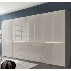 New XXL-Kleiderschrank in Hellgrau mit Glasfront - Nucina Kleiderschränke|Schränke