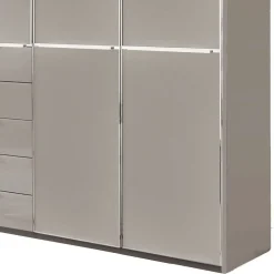 New XXL-Kleiderschrank in Hellgrau mit Glasfront - Nucina Kleiderschränke|Schränke