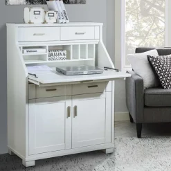 Zeitloser Sekretär Schrank in Weiß lackiert - Ballon Tische