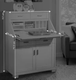 Zeitloser Sekretär Schrank in Weiß lackiert - Ballon Tische