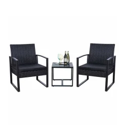 Zwei Polyrattan Sessel & Beistelltisch - Donny (dreiteilig) Sitzgruppe