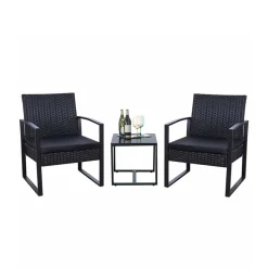 Zwei Polyrattan Sessel & Beistelltisch - Donny (dreiteilig) Sitzgruppe