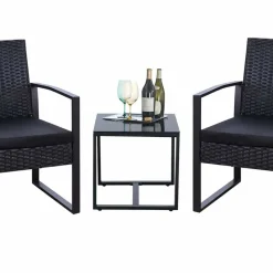 Zwei Polyrattan Sessel & Beistelltisch - Donny (dreiteilig) Sitzgruppe