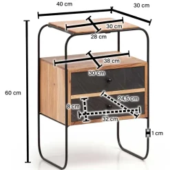 Sale Zweifarbige Nachtkommode im Industrial Chic - Avalun Kommoden