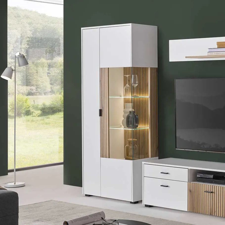 Zweifarbige Wohnzimmervitrine modern - Nenaloro Vitrinen