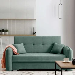 Outlet Zweisitzer Schlafsofa in Mintgrün Velours - Ronn Betten|Sofas